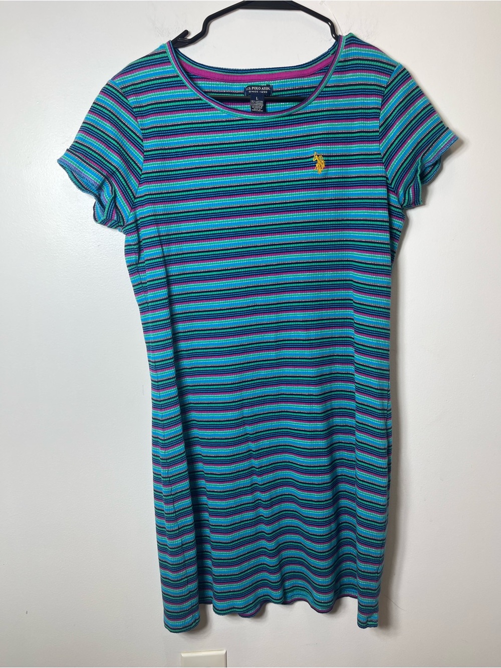 U.S. Polo Assn. Blue, Teal & Purple Striped T-Shirt Dress - Picture 2 of 7